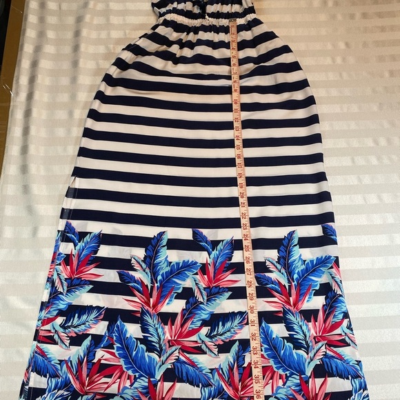 Tommy Bahama Side Slit Striped Floral Tassel Maxi Sleeveless Dress Sz M - Picture 8 of 14